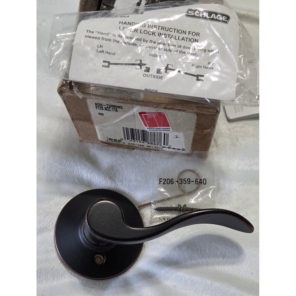 Schlage Oil Rubbed Bronze Right-Hand Dummy Door Lever